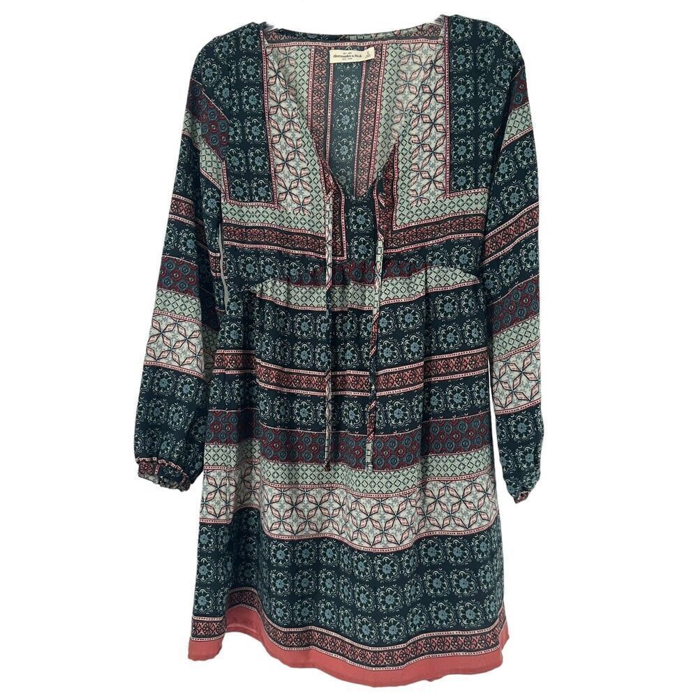 Abercrombie Fitch Dress Long Balloon Sleeve Bohemian Peasant Hippie Size S Boho
